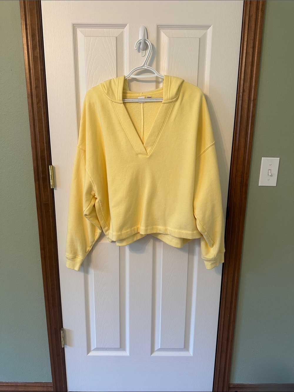 GAP Pale Yellow V-Neck Pullover Hoodie